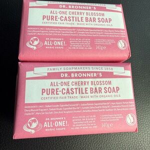 2 Pack DR BRONNER'S ALL-ONE HEMP CHERRY BLOSSOM PURE CASTILE SOAP BARS 5oz each